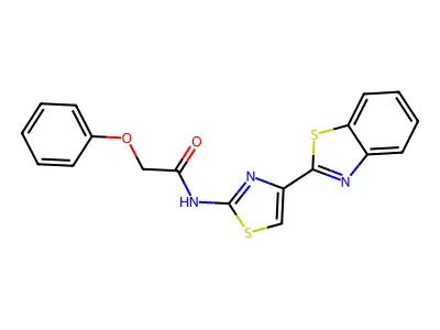 N-[4-(1,3-benzothiazol-2-yl)-1,3-thiazol-2-yl]-2-phenoxyacetamide structure