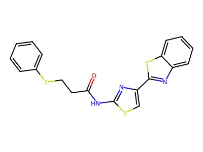 N-(4-(benzo[d]thiazol-2-yl)thiazol-2-yl)-3-(phenylthio)propanamide structure