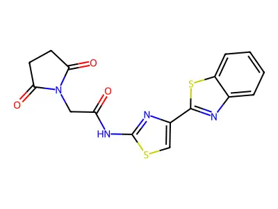 N-(4-(benzo[d]thiazol-2-yl)thiazol-2-yl)-2-(2,5-dioxopyrrolidin-1-yl)acetamide structure