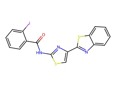 N-[4-(1,3-benzothiazol-2-yl)-1,3-thiazol-2-yl]-2-iodobenzamide structure