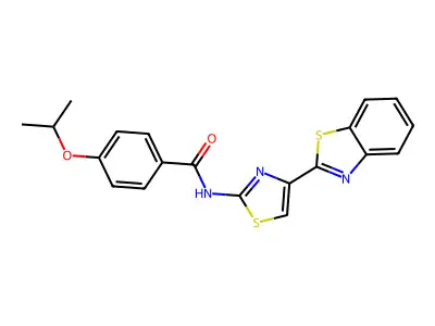 N-(4-(benzo[d]thiazol-2-yl)thiazol-2-yl)-4-isopropoxybenzamide structure
