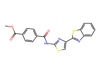 Methyl 4-((4-(benzo[d]thiazol-2-yl)thiazol-2-yl)carbamoyl)benzoate structure