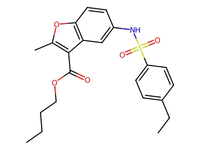 Butyl 5-(4-ethylbenzenesulfonamido)-2-methyl-1-benzofuran-3-carboxylate structure