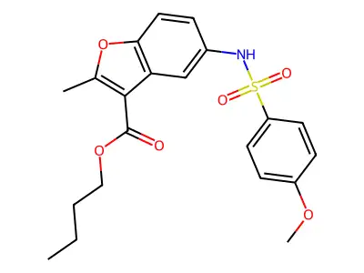 Butyl 5-{[(4-methoxyphenyl)sulfonyl]amino}-2-methyl-1-benzofuran-3-carboxylate structure