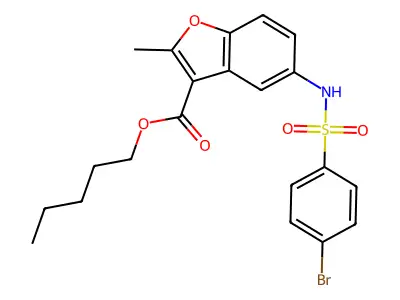 Pentyl 5-[(4-bromophenyl)sulfonylamino]-2-methyl-1-benzofuran-3-carboxylate structure