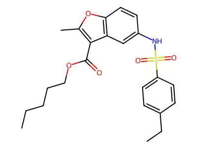 Pentyl 5-{[(4-ethylphenyl)sulfonyl]amino}-2-methyl-1-benzofuran-3-carboxylate structure