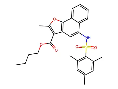Butyl 5-[(mesitylsulfonyl)amino]-2-methylnaphtho[1,2-b]furan-3-carboxylate structure