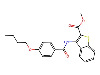 Methyl 3-(4-butoxybenzamido)benzo[b]thiophene-2-carboxylate structure