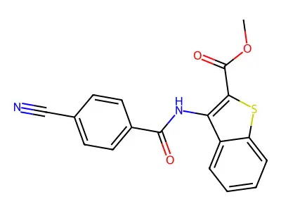 Methyl 3-(4-cyanobenzamido)benzo[b]thiophene-2-carboxylate structure