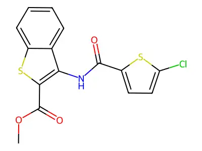 Methyl 3-(5-chlorothiophene-2-carboxamido)benzo[b]thiophene-2-carboxylate structure