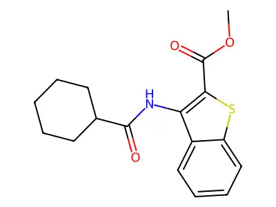 Methyl 3-(cyclohexanecarboxamido)benzo[b]thiophene-2-carboxylate structure
