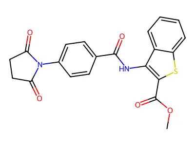 Methyl 3-(4-(2,5-dioxopyrrolidin-1-yl)benzamido)benzo[b]thiophene-2-carboxylate structure