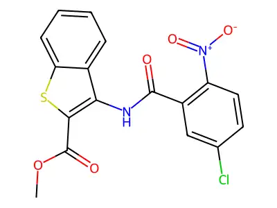 Methyl 3-(5-chloro-2-nitrobenzamido)benzo[b]thiophene-2-carboxylate structure