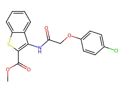 Methyl 3-(2-(4-chlorophenoxy)acetamido)benzo[b]thiophene-2-carboxylate structure