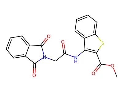Methyl 3-(2-(1,3-dioxoisoindolin-2-yl)acetamido)benzo[b]thiophene-2-carboxylate structure