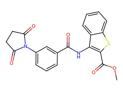 Methyl 3-(3-(2,5-dioxopyrrolidin-1-yl)benzamido)benzo[b]thiophene-2-carboxylate structure