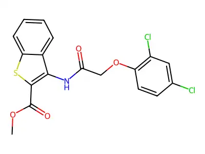 Methyl 3-(2-(2,4-dichlorophenoxy)acetamido)benzo[b]thiophene-2-carboxylate structure