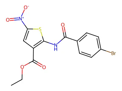 Ethyl 2-(4-bromobenzamido)-5-nitrothiophene-3-carboxylate structure