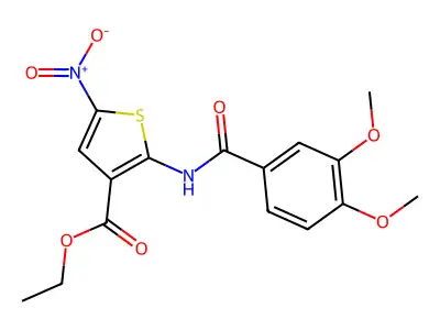Ethyl 2-(3,4-dimethoxybenzamido)-5-nitrothiophene-3-carboxylate structure