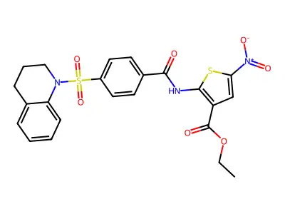 ethyl 5-nitro-2-[4-(1,2,3,4-tetrahydroquinoline-1-sulfonyl)benzamido]thiophene-3-carboxylate structure