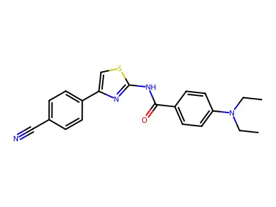 N-[4-(4-cyanophenyl)-1,3-thiazol-2-yl]-4-(diethylamino)benzamide structure