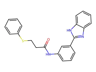 N-(3-(1H-benzo[d]imidazol-2-yl)phenyl)-3-(phenylthio)propanamide structure