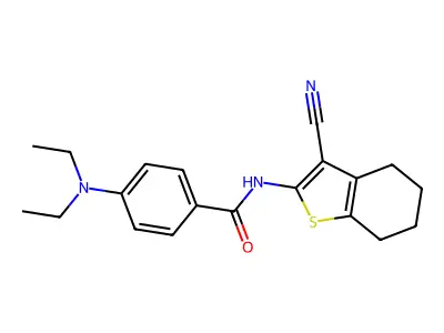 N-(3-cyano-4,5,6,7-tetrahydro-1-benzothiophen-2-yl)-4-(diethylamino)benzamide structure