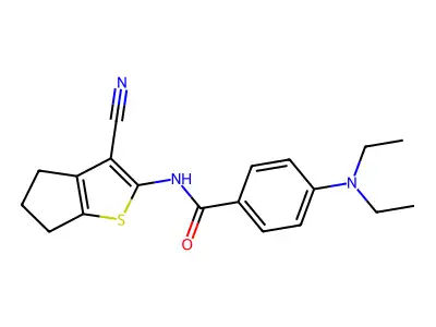 N-(3-cyano-5,6-dihydro-4H-cyclopenta[b]thiophen-2-yl)-4-(diethylamino)benzamide structure