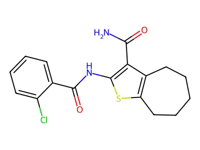 2-(2-chlorobenzamido)-5,6,7,8-tetrahydro-4H-cyclohepta[b]thiophene-3-carboxamide structure
