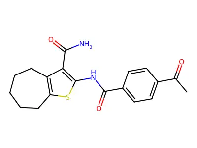 2-(4-acetylbenzamido)-5,6,7,8-tetrahydro-4H-cyclohepta[b]thiophene-3-carboxamide structure