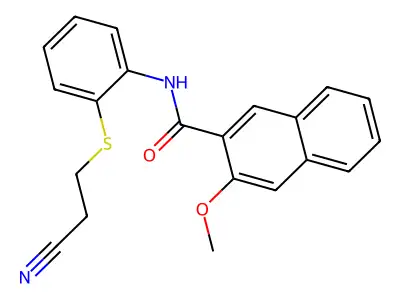 N-(2-((2-cyanoethyl)thio)phenyl)-3-methoxy-2-naphthamide structure