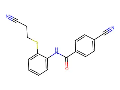 4-cyano-N-(2-((2-cyanoethyl)thio)phenyl)benzamide structure