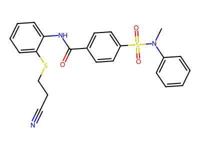 N-[2-(2-cyanoethylsulfanyl)phenyl]-4-[methyl(phenyl)sulfamoyl]benzamide structure