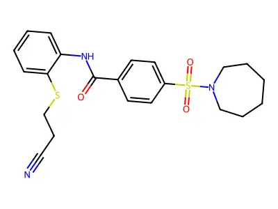 4-(azepan-1-ylsulfonyl)-N-[2-(2-cyanoethylsulfanyl)phenyl]benzamide structure