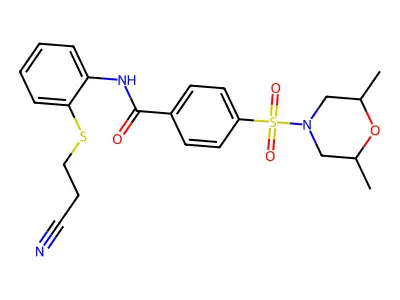 N-(2-((2-cyanoethyl)thio)phenyl)-4-((2,6-dimethylmorpholino)sulfonyl)benzamide structure