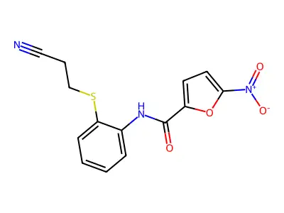 N-(2-((2-cyanoethyl)thio)phenyl)-5-nitrofuran-2-carboxamide structure