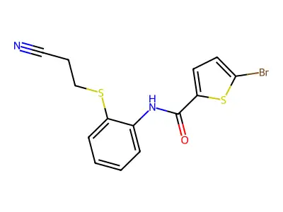 5-bromo-N-(2-((2-cyanoethyl)thio)phenyl)thiophene-2-carboxamide structure
