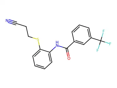 N-(2-((2-cyanoethyl)thio)phenyl)-3-(trifluoromethyl)benzamide structure