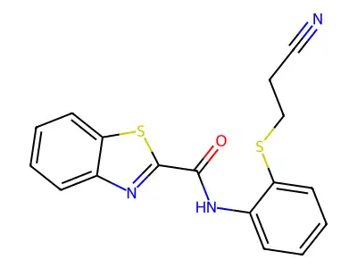 N-(2-((2-cyanoethyl)thio)phenyl)benzo[d]thiazole-2-carboxamide structure
