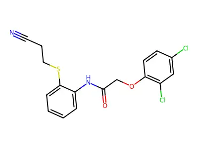 N-(2-((2-cyanoethyl)thio)phenyl)-2-(2,4-dichlorophenoxy)acetamide structure