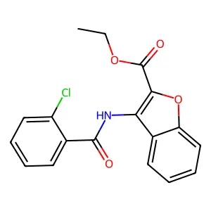 Ethyl 3-(2-chlorobenzamido)benzofuran-2-carboxylate structure