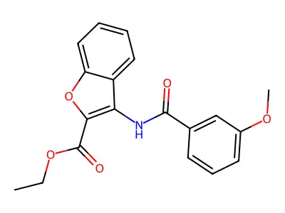 3-[[(3-Methoxyphenyl)-oxomethyl]amino]-2-benzofurancarboxylic acid ethyl ester structure