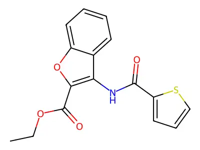 3-[[Oxo(thiophen-2-yl)methyl]amino]-2-benzofurancarboxylic acid ethyl ester structure