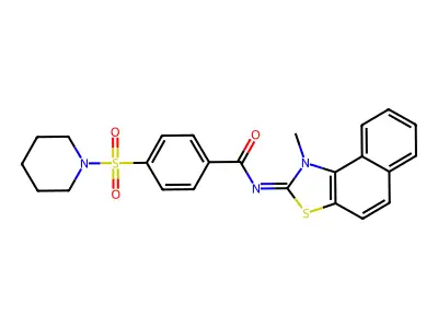 (E)-N-(1-methylnaphtho[1,2-d]thiazol-2(1H)-ylidene)-4-(piperidin-1-ylsulfonyl)benzamide structure