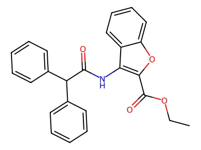 Ethyl 3-(2,2-diphenylacetamido)benzofuran-2-carboxylate structure