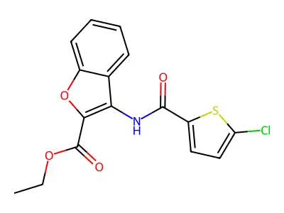 Ethyl 3-(5-chlorothiophene-2-carboxamido)benzofuran-2-carboxylate structure