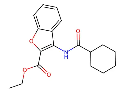 Ethyl 3-(cyclohexanecarboxamido)benzofuran-2-carboxylate structure