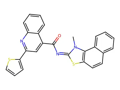 (E)-N-(1-methylnaphtho[1,2-d]thiazol-2(1H)-ylidene)-2-(thiophen-2-yl)quinoline-4-carboxamide structure