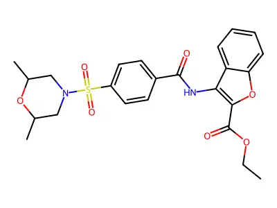 Ethyl 3-(4-((2,6-dimethylmorpholino)sulfonyl)benzamido)benzofuran-2-carboxylate structure