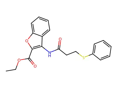 Ethyl 3-(3-(phenylthio)propanamido)benzofuran-2-carboxylate structure